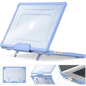 HXCASEAC Case Compatible with MacBook Pro 16 inch 2025 2024 2023 2022 2021, Anti-Scratching Protective Hard Cover with Foldable Stand M4 M3 M2 M1 (A3186 A3403 A2991 A2780 A2485) - Sky Blue