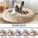 JOLLYVOGUE Calming Small Dog & Cat Bed for Indoor Cats - 20 inches Washable Donut Bed for Kittens & Puppies, Anti-Anxiety Round Fluffy Plush Pet Beds (Fits up to 15 lbs, Cream Brown)