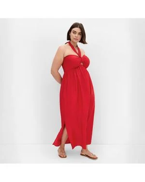 City Chic Maxi Peta Serena Cherry Red Dress Size Xxs