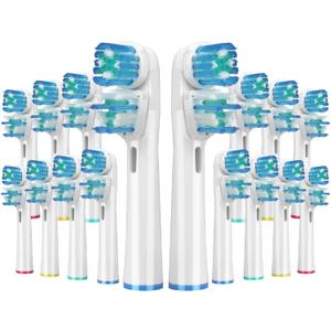 16 Pcs Double Heads Replacement Toothbrush Heads Compatible with Oral B Braun,Electric Toothbrush Heads Refill for Pro 500/1000/1500/3000/7000/8000/9600
