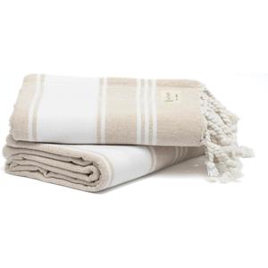 Salt Earth Cotton Turkish Beach Towel, Set of 2-36" X72" Large Bath Towels, Quick Dry Towel, Bathroom, Beach Essentials, Gym, Quick Dry for Shower, Lightweight Large Towels for All (Beige)