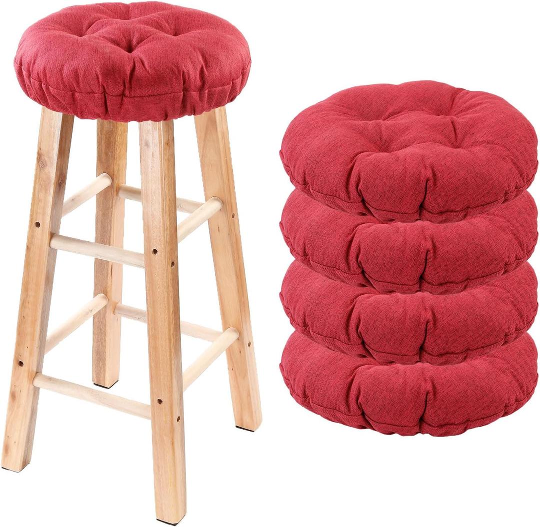 Bar Stool Covers Set of 4, Stool Covers Round with Elastic Band Pad, Soft Stool Seat Covers, Nonslip and Washable, 12 Inch, Red