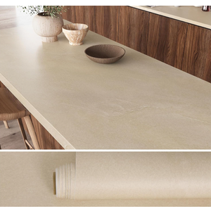 VEELIKE Minimalist Beige Marble Contact Paper for Countertops Waterproof Counter Top Peel and Stick Thick Marble Wallpaper for Kitchen Bathroom 15.7''x118'' Self Adhesive Removable Vinyl Countertop