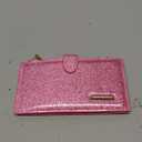 Coco Rossi Womens RFID Blocking Glitter Leather Multi Card Organizer Bifold Black Wallet with Zipper Pocket, Pink Glitter