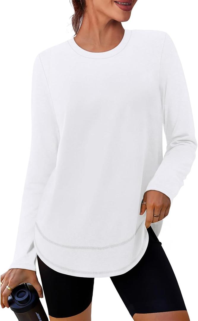 XIEERDUO Women's Workout Tops Long Sleeve Quick Dry Shirts for Hiking Running Small (White)