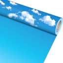 Qyeahkj 17.7in x 20ft Bulletin Board Paper Roll Bulletin Board Background Paper Fade Resistant Classroom Decoration Poster Art Craft Home Wall Education Decor Supplies Blue White Clouds