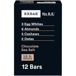 RXBAR Protein Bars, Protein Snack, Snack Bars, Chocolate Sea Salt, 22oz Box (12 Bars), No BB Date