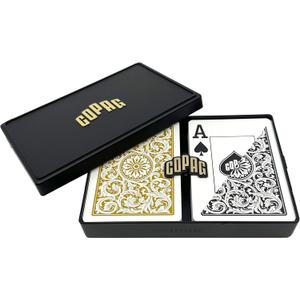 Copag 1546 Design 100% Plastic Playing Cards, Poker Size (Standard) Black/Gold (Jumbo Index, 1 Set)