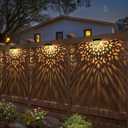 Solar Fence Lights 6 Pack Solar Deck Step Wall Lights Outdoor Waterproof LED Decorations Warm Yellow Light Decorative Lighting for Garden, Front Door, Backyard (Black 1)