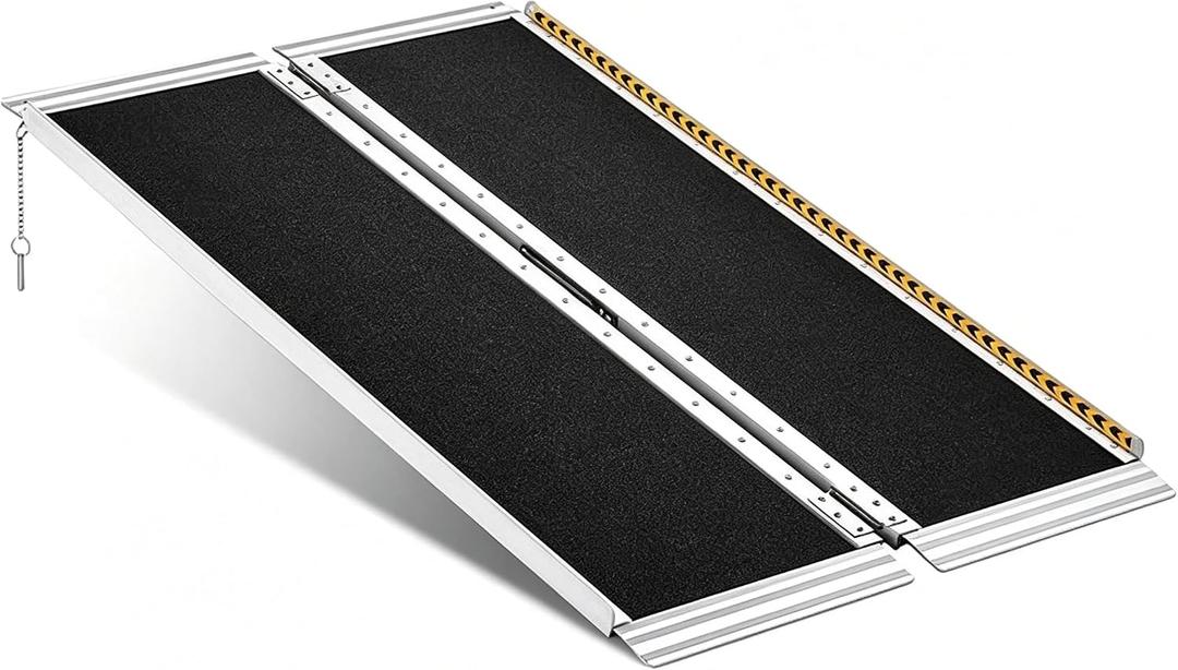 Portable Wheelchair Ramp 4FT, Non-Slip Aluminum Folding Portable Ramp, Handicap Wheelchair Ramps for Home Steps, 800 LBS Capacity Wheelchair Ramp for Doorway, Homes, Threshold, Entry,Stairs