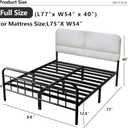 14Inch Metal Bed Frame,Full Size Bed Frame with Upholstered Headboard,Heavy Duty Sturdy Mattress Foundation,Easy Assembly,No Box Spring Needed,White-Full