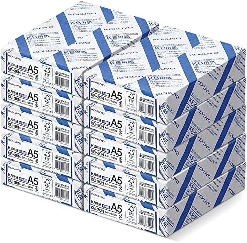 Kokuyo A5 KB Paper, Paper Thickness 0.09 mm, 64gsm, 80 Bright (ISO), 500 Sheets, FSC Certified, Pack of 10 (KB-30N)