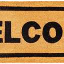 Juvale Natural Coco Coir Large Door Mat, Happy Place Long Outdoor Rug (17 x 60 in)