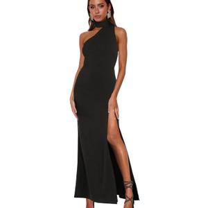 Wedding Guest Dress 2025 Cutout Cocktail Party Maxi Dresses (Small, Black)