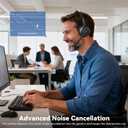 Wireless Headset with Mic for Work, Bluetooth Headset with Microphone Noise Cancelling & Mute Button, 65H Talk Time, Comfortable Wireless Headsets for Work/Call Center/Computer/Laptop/Calls