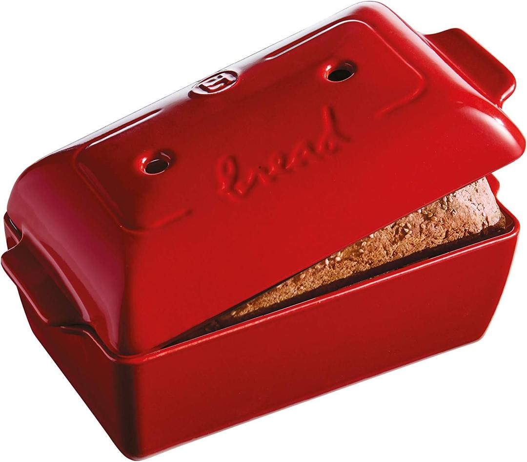 Emile Henry Ceramic Bread Loaf Baker, 11.02 x 5.12 x 4.72in, Burgundy