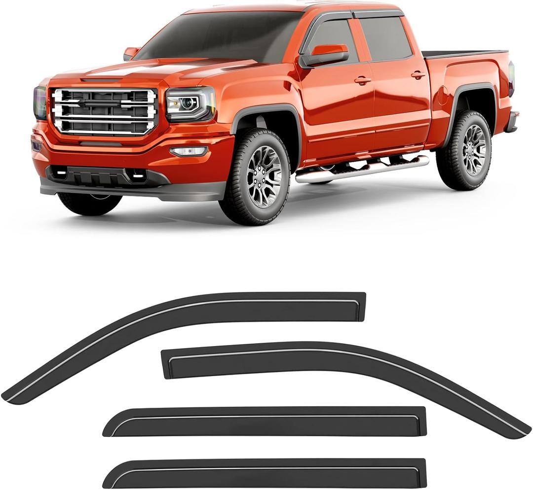 Window Rain Guards for Chevy Silverado/GMC Sierra 2014-2019 Crew Cab