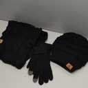 Winter Beanie Hat Scarf Gloves, Warm Fleece Knit Hats Touch Screen Gloves Neck Scarf Set Winter Gifts for Unisex Adult (Black)