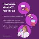 MiraLAX Laxative Powder for Gentle Constipation Relief for Adults, Stool Softener with PEG 3350, Nonstimulant Laxative, No Harsh Side Effects, Single Dose Mix-in Pax, Travel Pack, 40 Doses