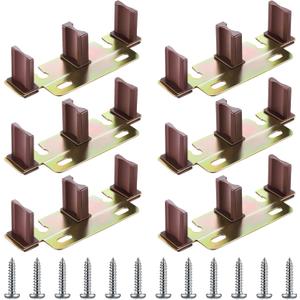 Enhon Sliding Closet Door Floor Guide, Compatible with N 6796 Stamped Steel Door Slider, Fits 3/4'' to 1-3/8'' Thick Doors, Universal Adjustable Width Sliding Track Floor Mount Guide(6 Pack)