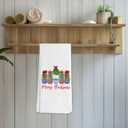 Red Bow Chinoiserie Christmas Tree Kitchen Towels, Blue and Red Porcelain Xmas Tree Decorative Hand Towels for Bathroom, Grandmillennial Christmas Dish Tea Towels for Kitchen, 16x24 Inch