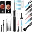 Ear Wax Removal, 3 in 1 Earwax Removal Kit, 1080P HD Ear Cleaner with Camera, FSA HSA Eligible, Otoscope with 7 Ear Spoon, Ear Cleaning 6 LED Lights 15 Ear Tips, Ear Camera for iOS & Android