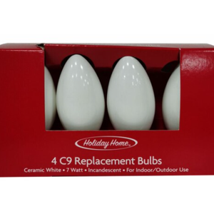 Holiday Time 4 C7 Replacement Ceramic White Bulbs, 2 Pack