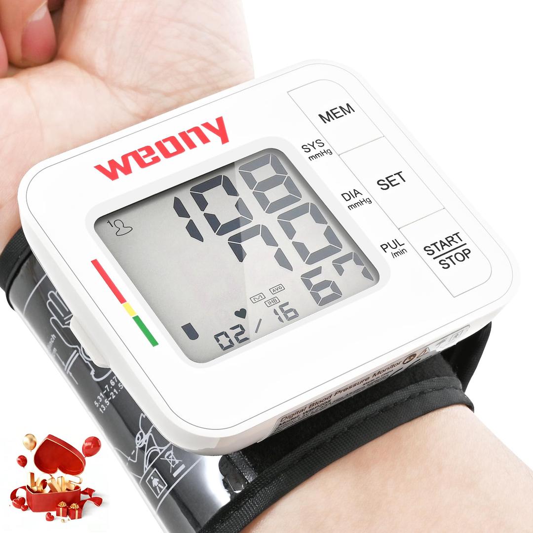 Blood Pressure Monitor for Home Use,Automatic Wrist Blood Pressure Monitor,Adjustable Wrist Blood Pressure Cuff (5.3-8.5”) 2*90 Reading Memory Digital Blood Pressure Machine with Carrying Case