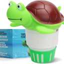 Pool Chlorine Floater, Large Capacity Floating Chlorine Dispenser Fits 3 Inch Tablets for Large and Small Pools,Adjustable Flow, Heavy-Duty Plastic(Turtle)