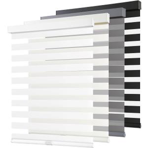 AOSKY Cordless Zebra Blinds for Windows Pull Down Roller Window Shades Dual Layer Light Filtering Privacy for Day and Night, Free-Stop Door Shades for Home Easy to Install (35" W X 72" H, White)