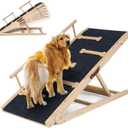 Dog Ramp for Bed Couch Extra Wide Folding Pet Ramps for Large Dogs to Get on Bed, Portable Doggie Steps 6 Adjustable Height 27.3, 47.3" Long