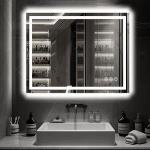 LED Bathroom Mirror, 40"x32" with Frontlit and Backlit Anti-Fog Mirror with Lights LED Vanity Mirror for Bathroom 3 Colors Temperature & Dimmable Bathroom Mirror with HD Tempered Glass