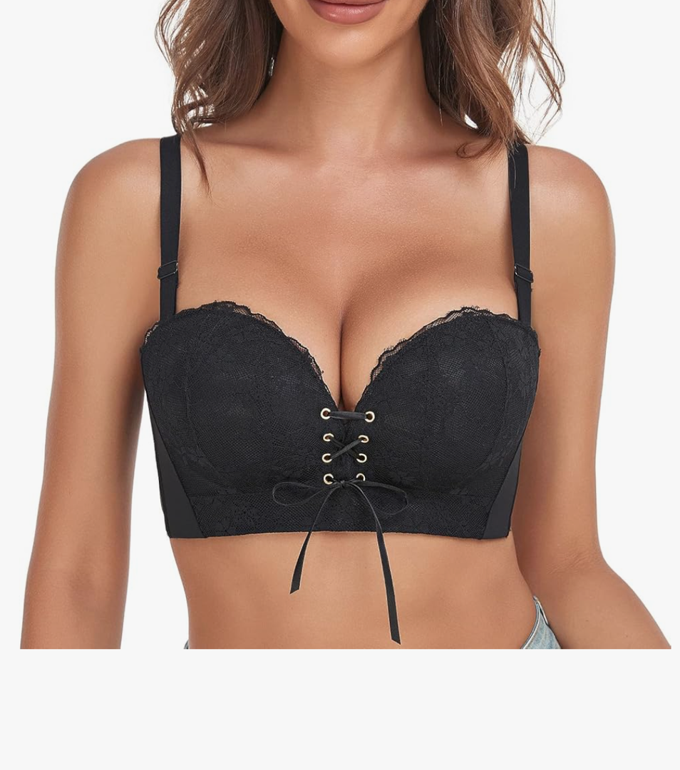 FallSweet Add Two Cup Lace Bras for Women Push Up Wirefree Brassieres, Size 32 B