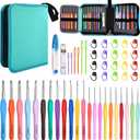 SPEEDWOX 50PCS Crochet Hooks Kit with Storage Case Ergonomic Crochet Needles Weave Yarn Kits DIY Hand Knitting Art Tools 0.5mm-2.75mm Ergonomic Soft Handle Crochet Hook Needles Set