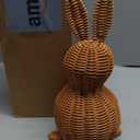 Thyle 1 Pcs Neutral Easter Rattan Bunny Decoration, 13.8 Inch Modern Woven Rabbit Tabletop Centerpiece with 3.28 FT String Light, Rabbit Ornament for Mantel Fireplace Easter Home Tiered Tray Decor