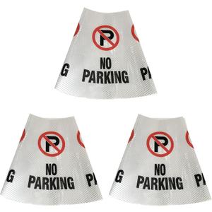 Reflective Traffic Safety-Cone Collar Kit, NO PARKING, 3-Pack