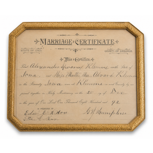 Gold Marriage Certificate Sign