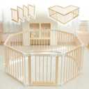 Baby Playpen, Playpen for Babies and Toddlers, Foldable Wooden Play Yard with Gate, Adjustable Baby Activity Center with Child Proof Lock, Fence Play Area for Toddlers 1-356 x 56 x 24inches