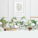 FoldTier 108 Pcs Artificial Flowers in Vase 96 Pcs Faux Greenery Stem Table Centerpiece Fake Plants Silk Roses Arrangement 12 Pcs Glass Vase Sets for Wedding Bathroom Home Dining Decor(Clear)