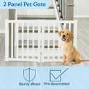 Freestanding Dog Gate - 2-Panel Foldable Indoor Pet Fence - 40x24-Inch Wood Dog Gate for Stairs, Hallways, or Doorways by PETMAKER (White)