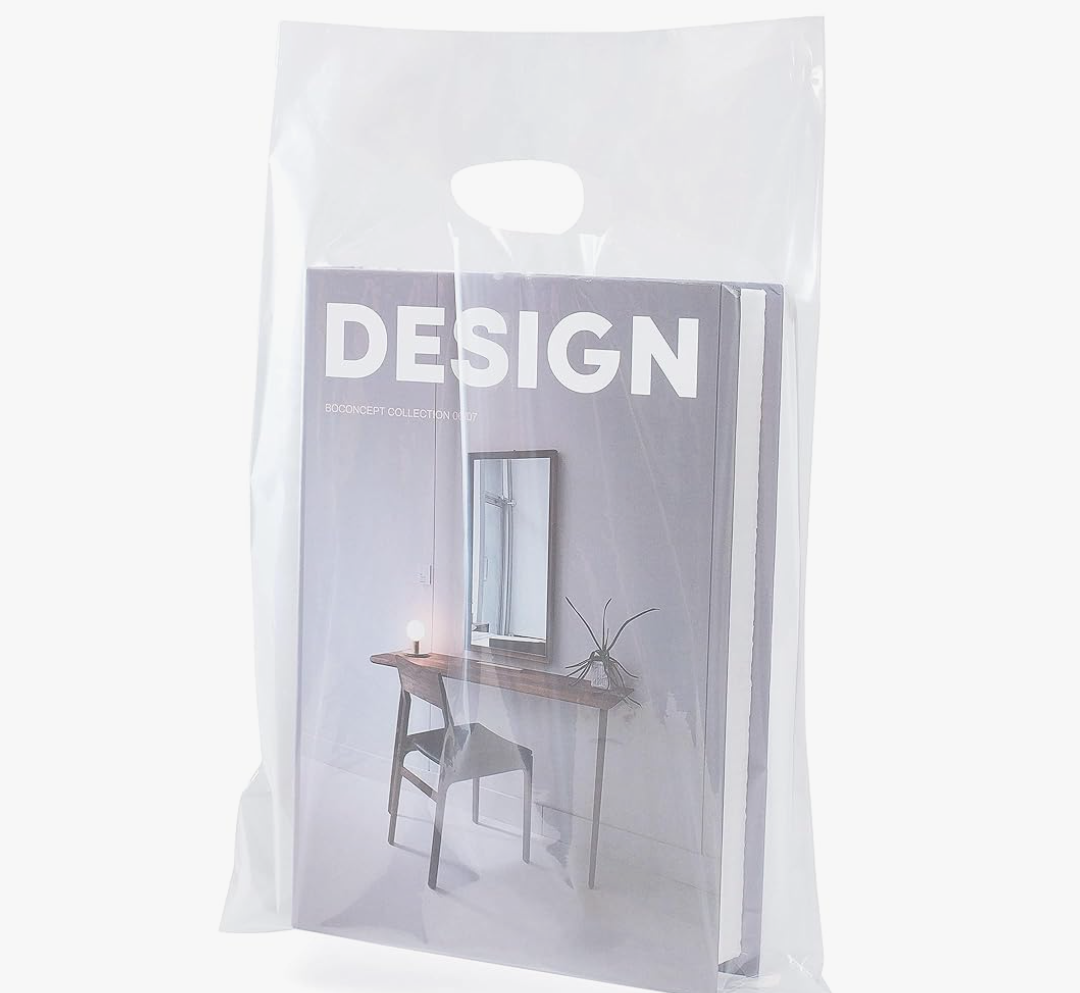 100 Clear Plastic Bags With Handles 9"x12" Perfect for Merchandise And Retail 1.5Mil Thick Clear Gift Bags With Handles