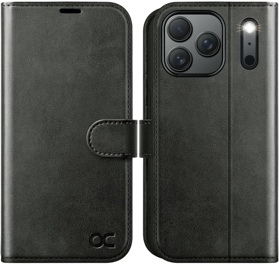 OCASE Compatible with iPhone 17 Pro Max Wallet Case, PU Leather Flip Folio Case with Card Holders RFID Blocking Kickstand [Shockproof TPU Inner Shell] Phone Cover 6.9 Inch 2025, Graphite