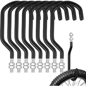 Shimeyao 8 Pcs Machine Thread Bicycle Storage Hook with Nut Heavy Duty Bike Hooks M10 x 1.5 Machine Threading Hook Rubber Coated Bicycle Hanger for Hanging Large Mountain Bike Tire (3.15 Inch,Black)