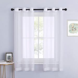 NICETOWN Sheer Curtains 63 inch Length - Grommet Living Room Curtain Panels Voile Textured Soft and Lightweight Window Treatments for Bedroom Decor, W37 x L63, 2 Pieces (White)
