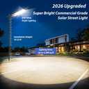 Solar Street Lights Outdoor Waterproof 10000W, Large 27 Inch Commercial Solar Powered Street Light with Motion Sensor & Remote, 6500K Security Flood Light for Parking Lot, Yard, Driveway, Barn