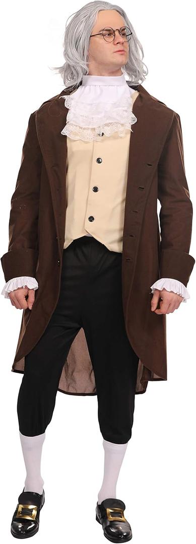 Maxim Party Supplies Adult Benjamin Franklin Deluxe Colonial Costume For Men 5 Piece Outfit (Medium)