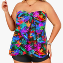 Daci Plus Size Bandeau Tankini Swimsuit for Women 2 Piece Halter Swim Top with Shorts Tummy Control Bathing Suits 18 Plus