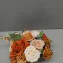 Ansofi 9 Inch Vintage Sunflower Wedding Bouquets for Bride Artificial Burgundy Rose Cascading Bridal Bouquet Burnt Orange Rustic Toss Bouquet for Wedding Ceremony Party Church Decor