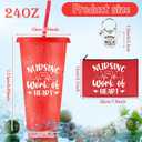 Teenyyou 90 Pcs Nurses Week Gifts Bulk 2026-24oz Reusable Appreciation Tumblers with Lids & Straws, Canvas Makeup Bags, Keychains - Thank You Gifts for Nurse, CNA, RN, Medical Assistants(Modern)