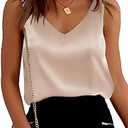 Ekouaer Womens Silk Satin Tank Tops V Neck Casual Cami Sleeveless Camisole Blouses Summer Basic Tank Shirt S